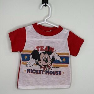 Vintage Disney Team Mickey Mouse Shirt Boys Kids 3T 90s USA Single Stitch EUC
